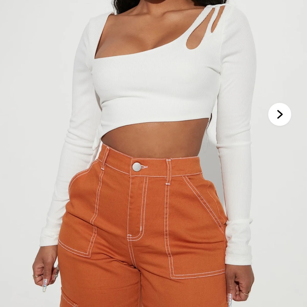 White Long Sleeve Crop Top